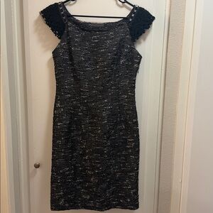 Alberta Ferretti Black Silver Metallic Tweed Bejeweled Dress 6